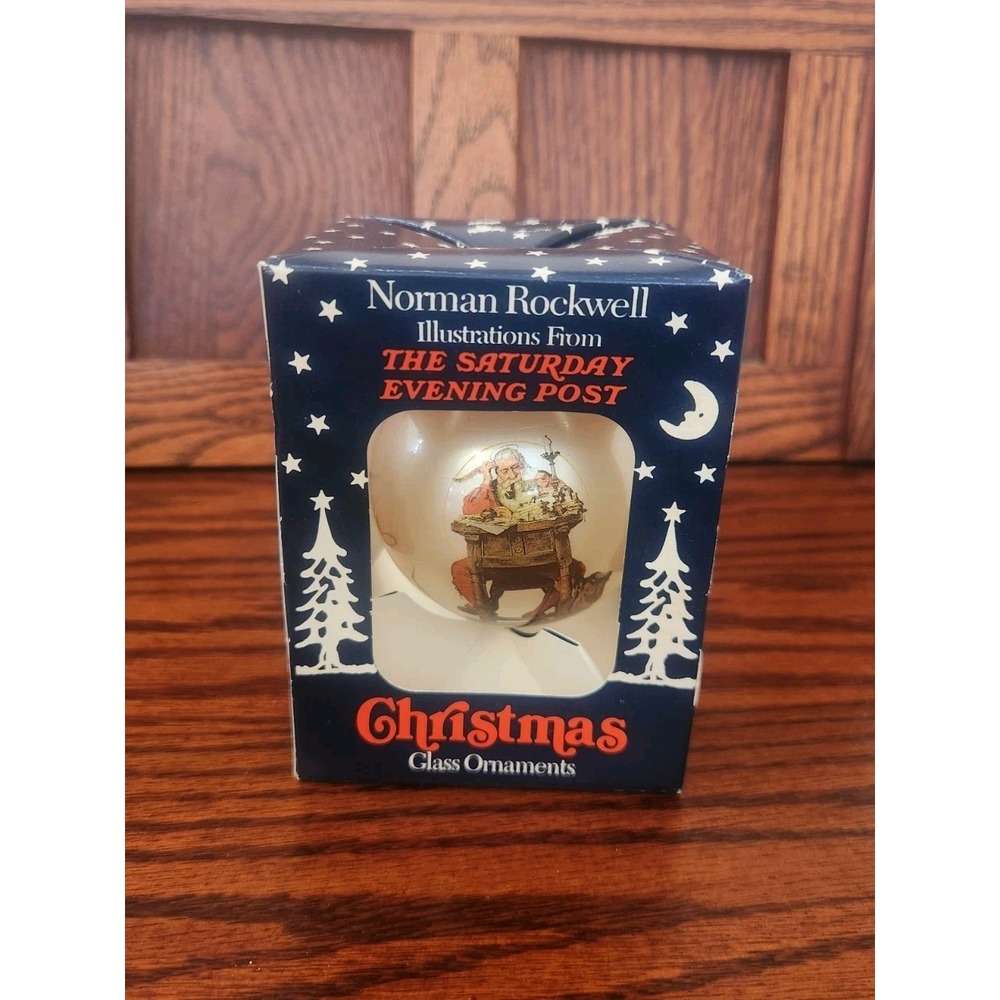 Christmas Glass Ornaments Norman‎ Rockwell" The Saturday Evening Post" With Box
